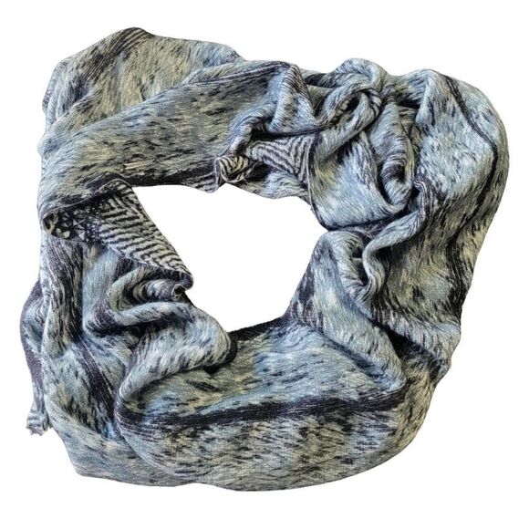 Michael Kors Infinity Scarf Logo Grey Black White Scarves - Picture 1 of 6